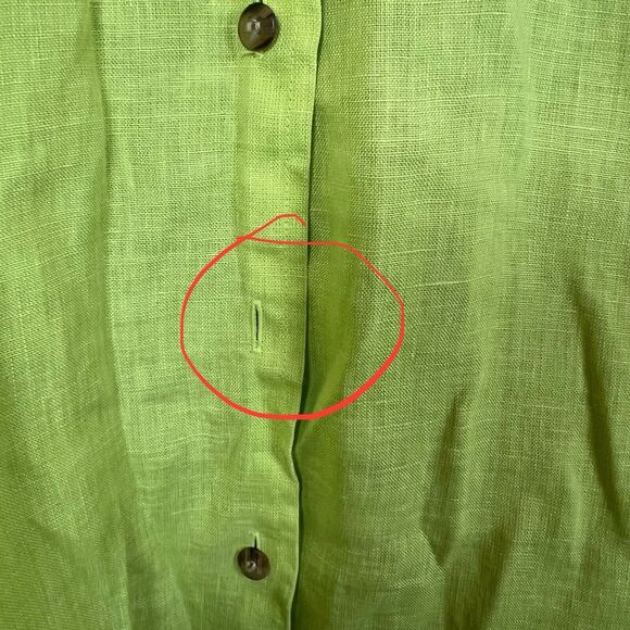 Elisabeth Women's Size 16 Button Up Shirt 100% Linen Long Sleeves Lime Green - Picture 4 of 9